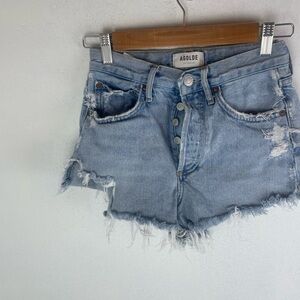 Agolde Women's Frayed Jean Shorts - Light Blue